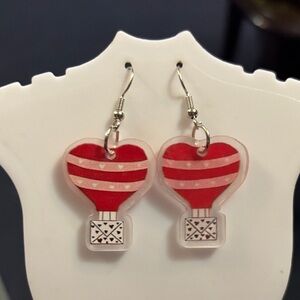 Red Heart Hot Air Balloon Earrings